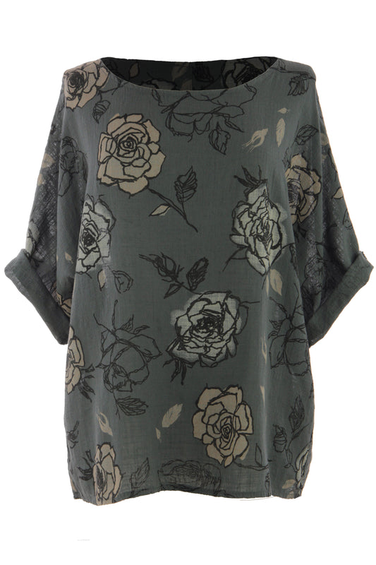 Rose Print Cotton Top