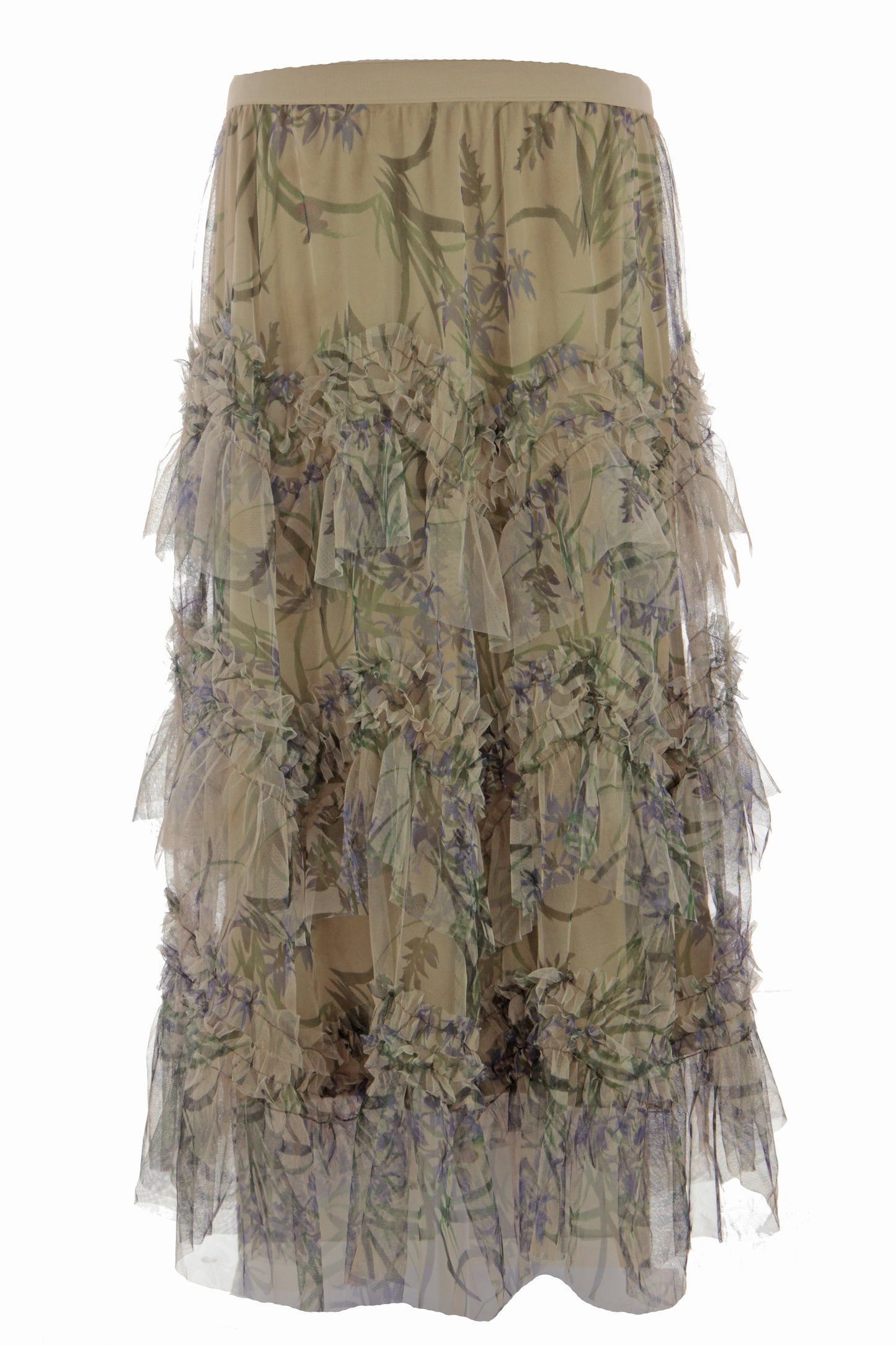 Floral Mesh Tulle Midi Skirt
