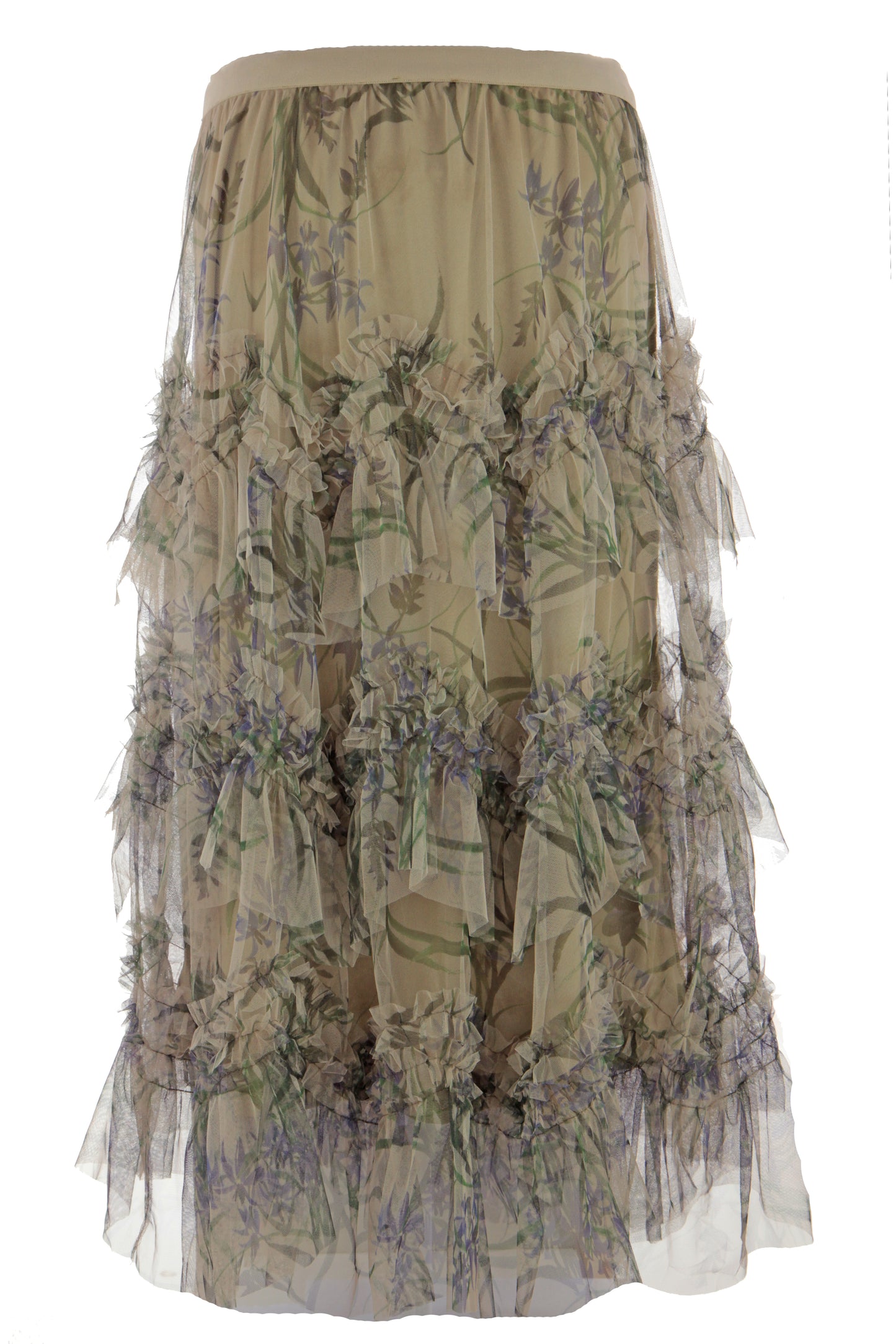 Floral Mesh Tulle Midi Skirt