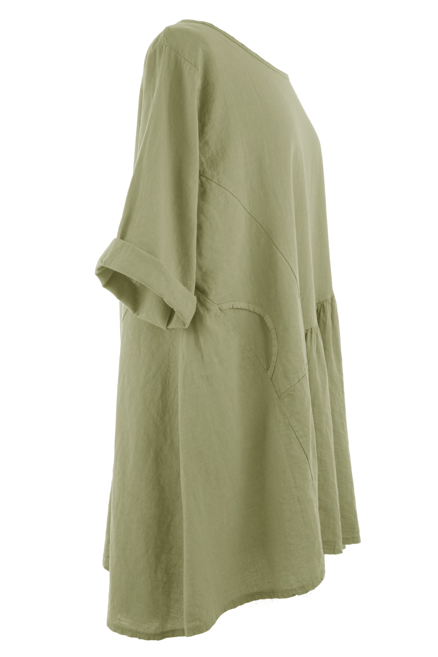 Pleat Panel Linen Tunic