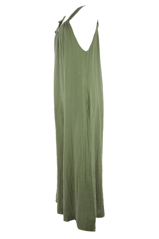 Side Tie Linen Jumpsuit