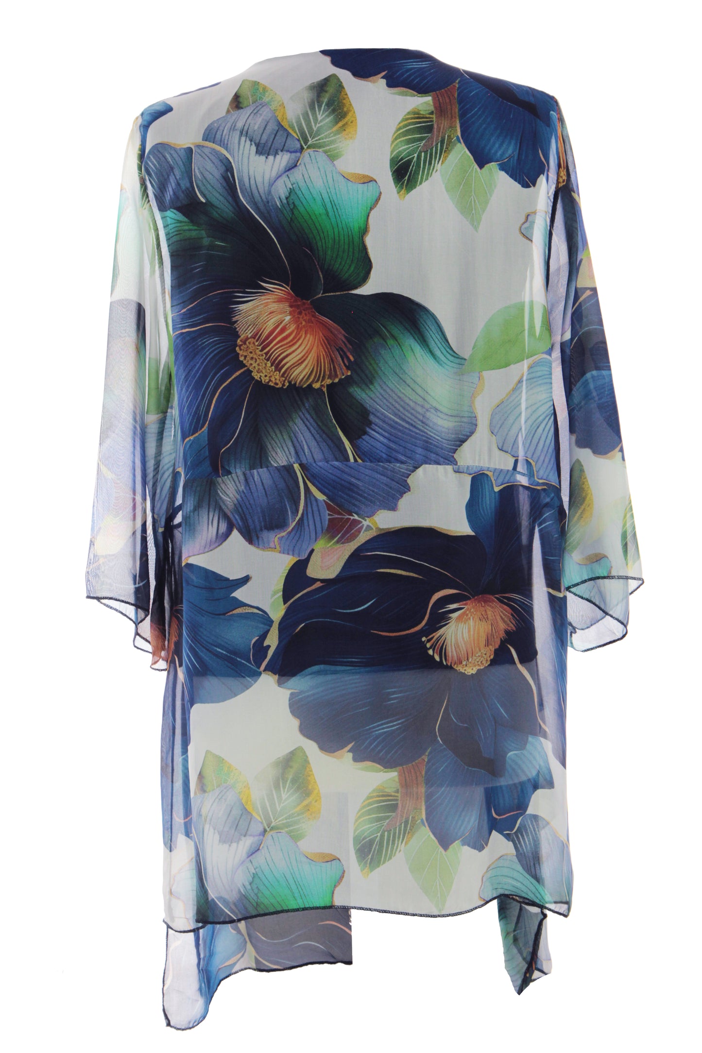 Floral Print Asymmetric Hem Silk Blouse