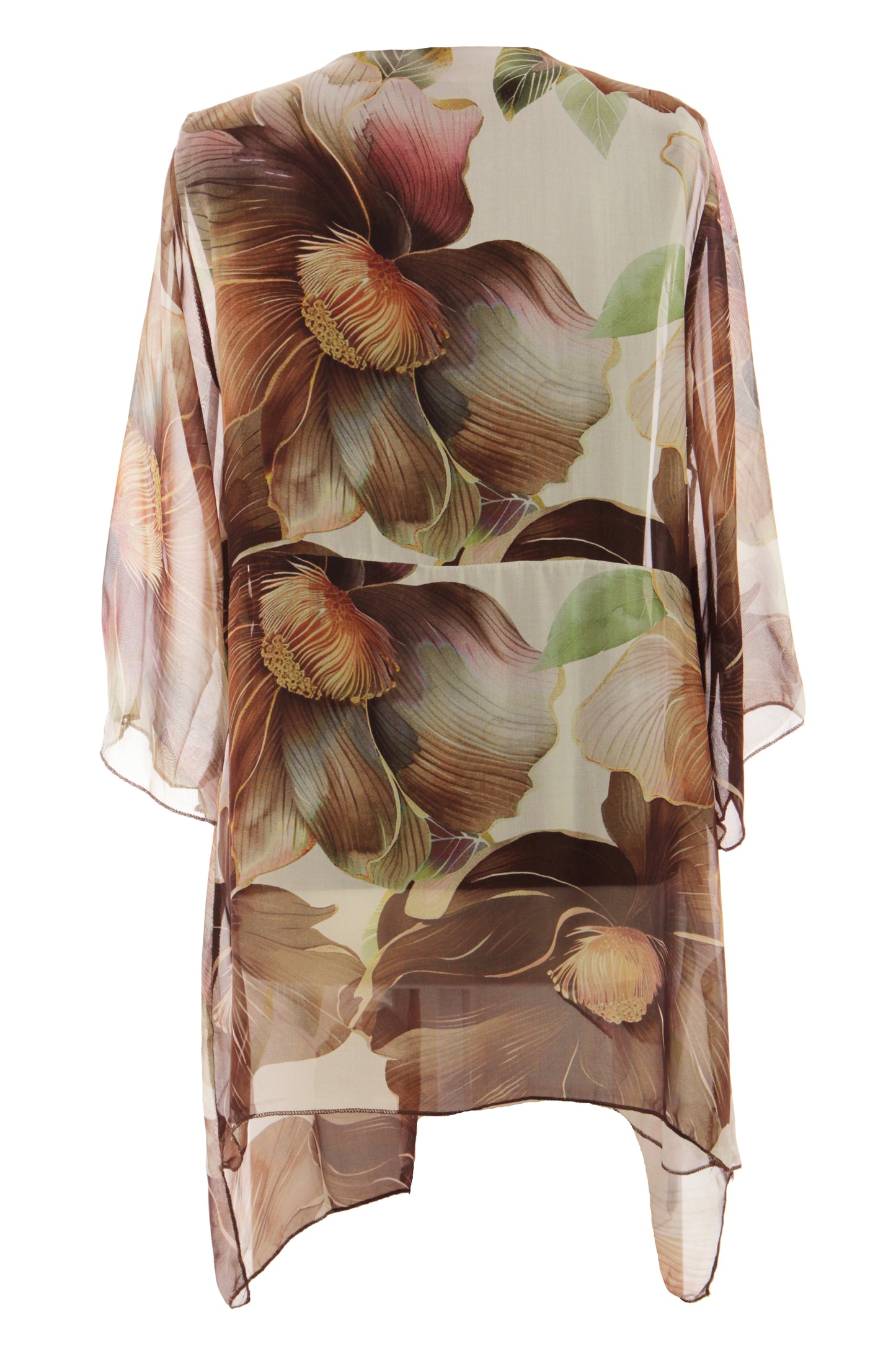 Floral Print Asymmetric Hem Silk Blouse