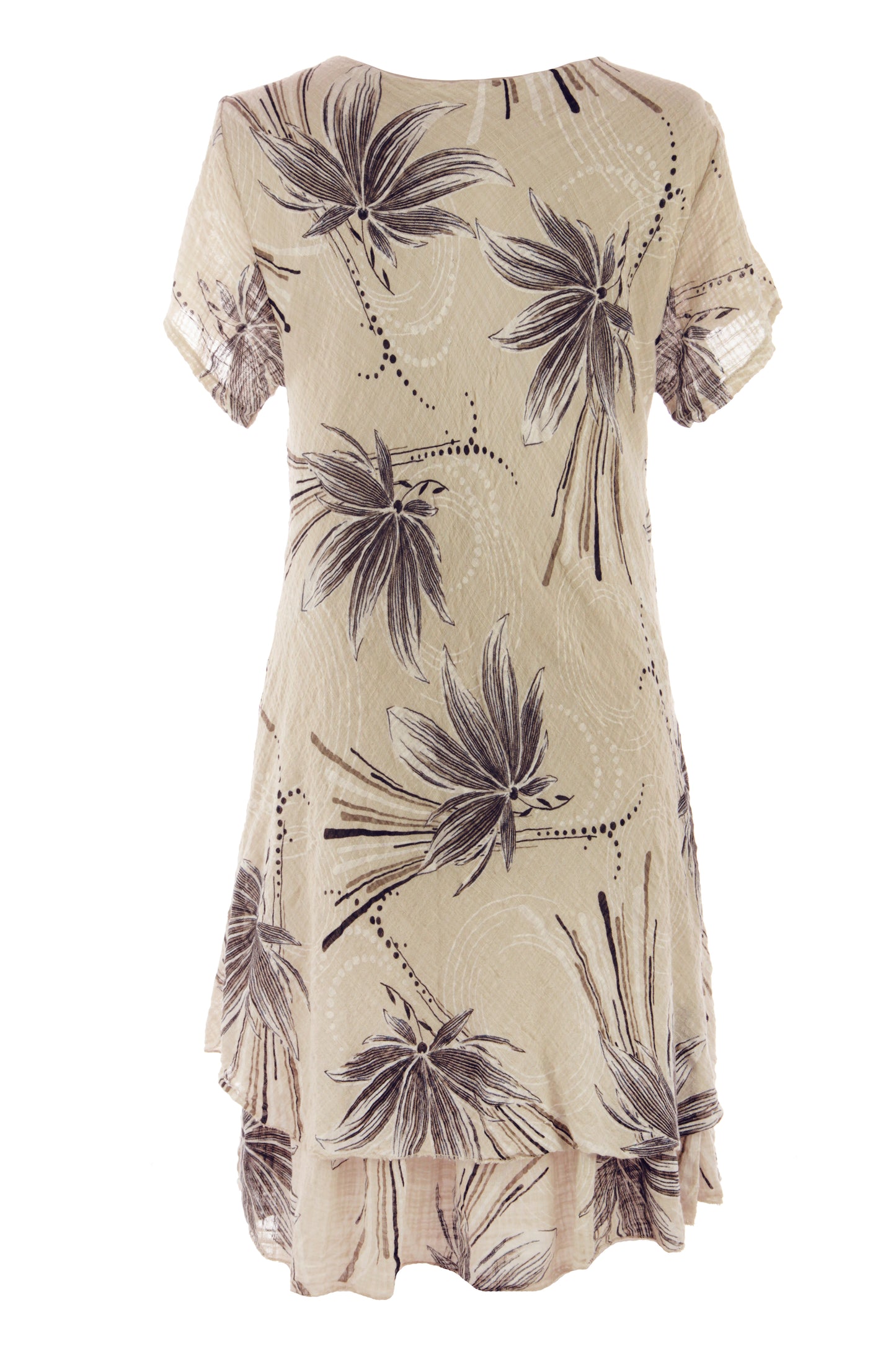 Abstract Floral Print Bias Cut Dress