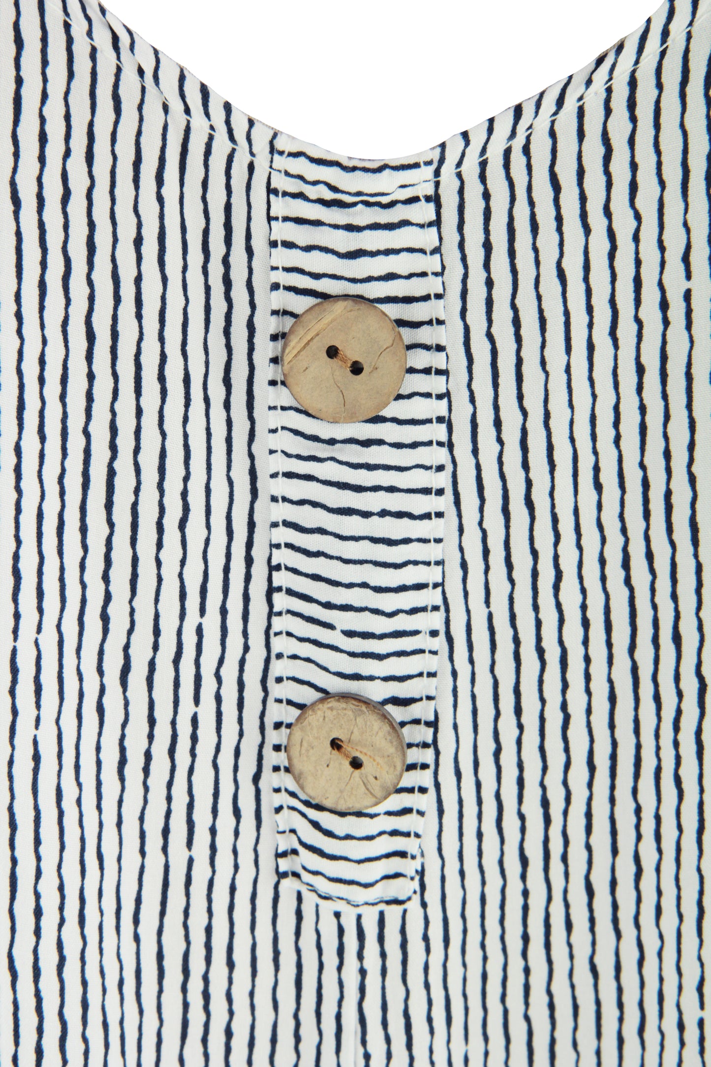 Button Detail Stripe Jumpsuit