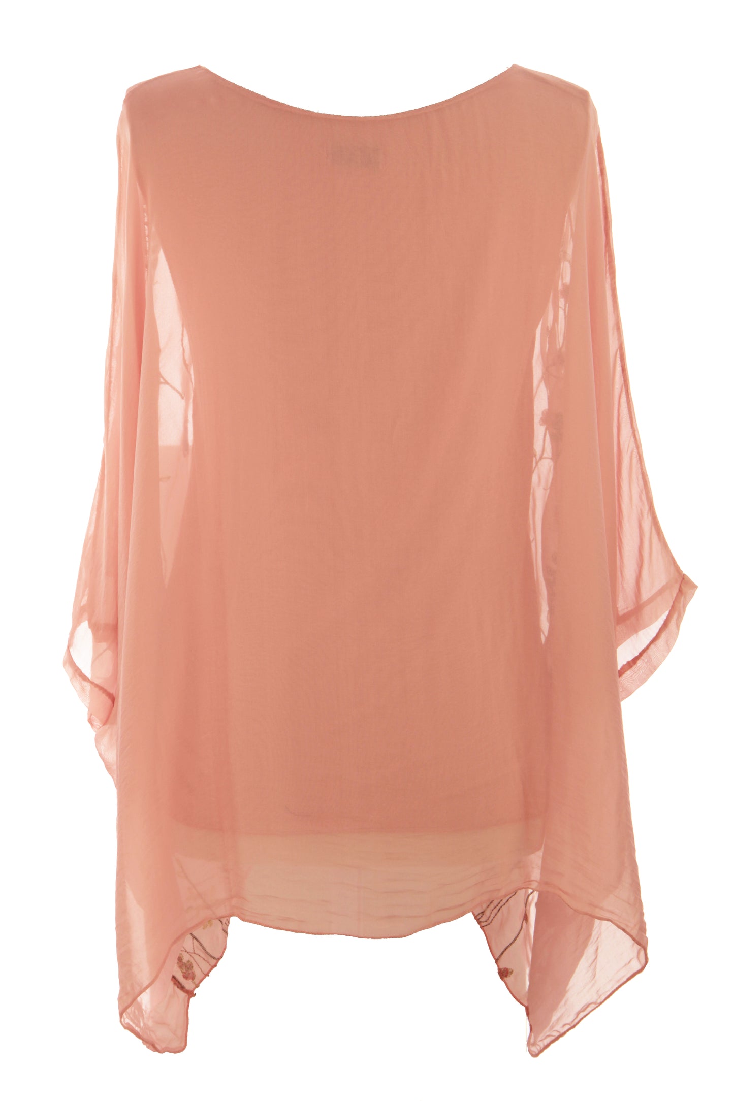 Floral Embroidery Silk Blouse