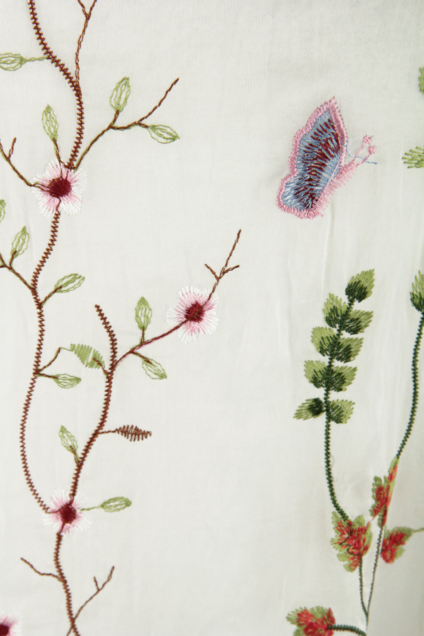 Floral Embroidery Silk Blouse