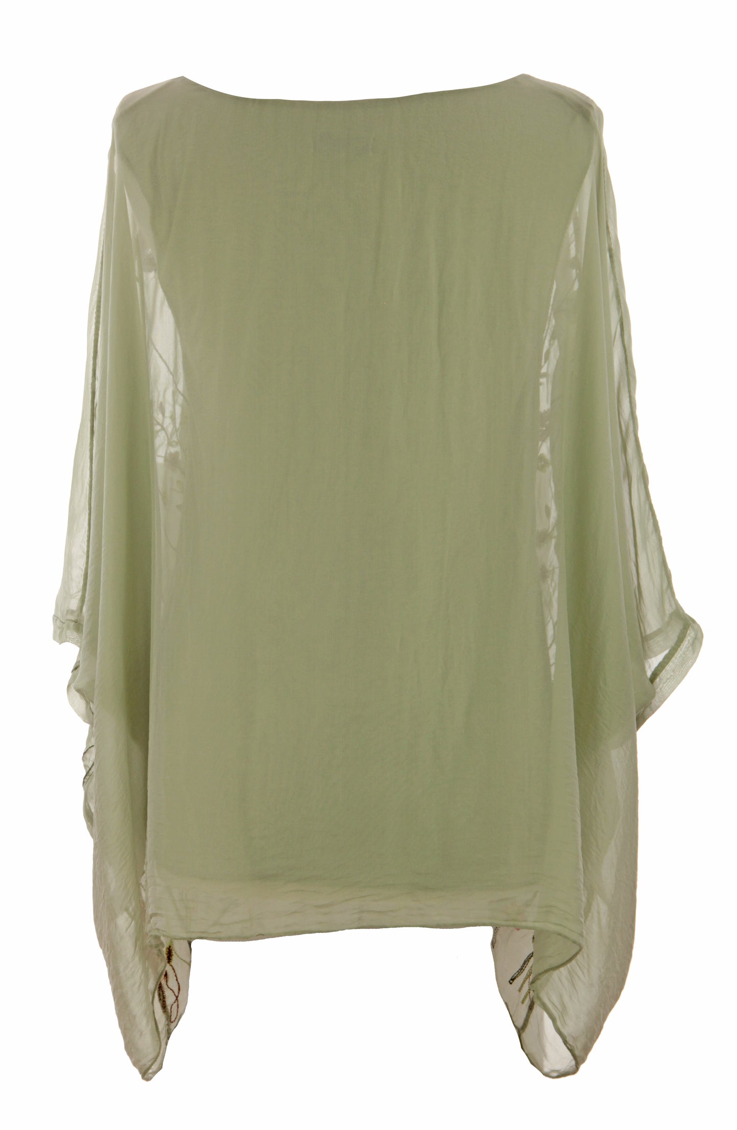Floral Embroidery Silk Blouse