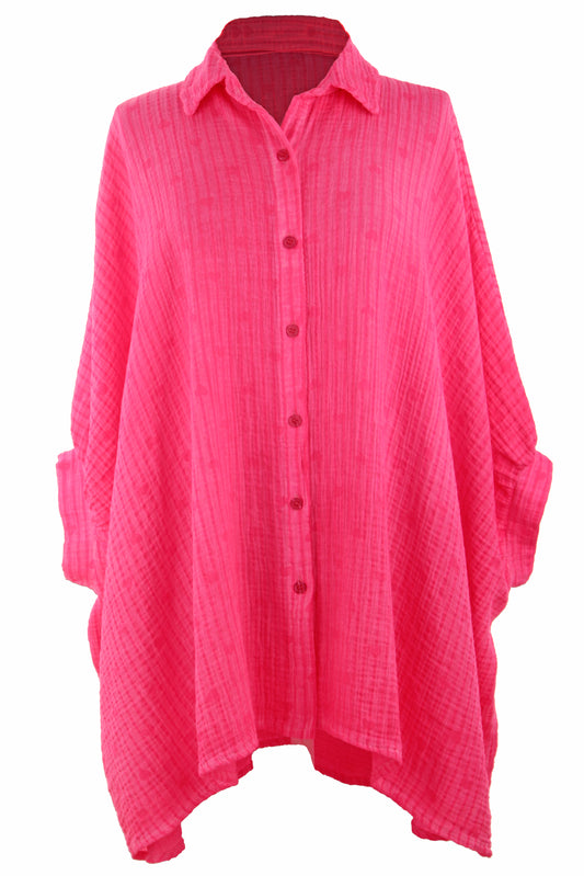 Stripe Heart Print Cheesecloth Shirt