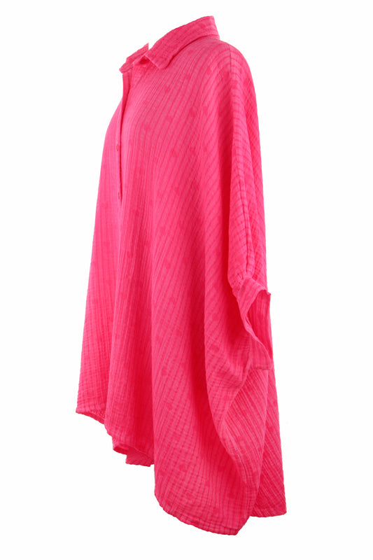 Stripe Heart Print Cheesecloth Shirt