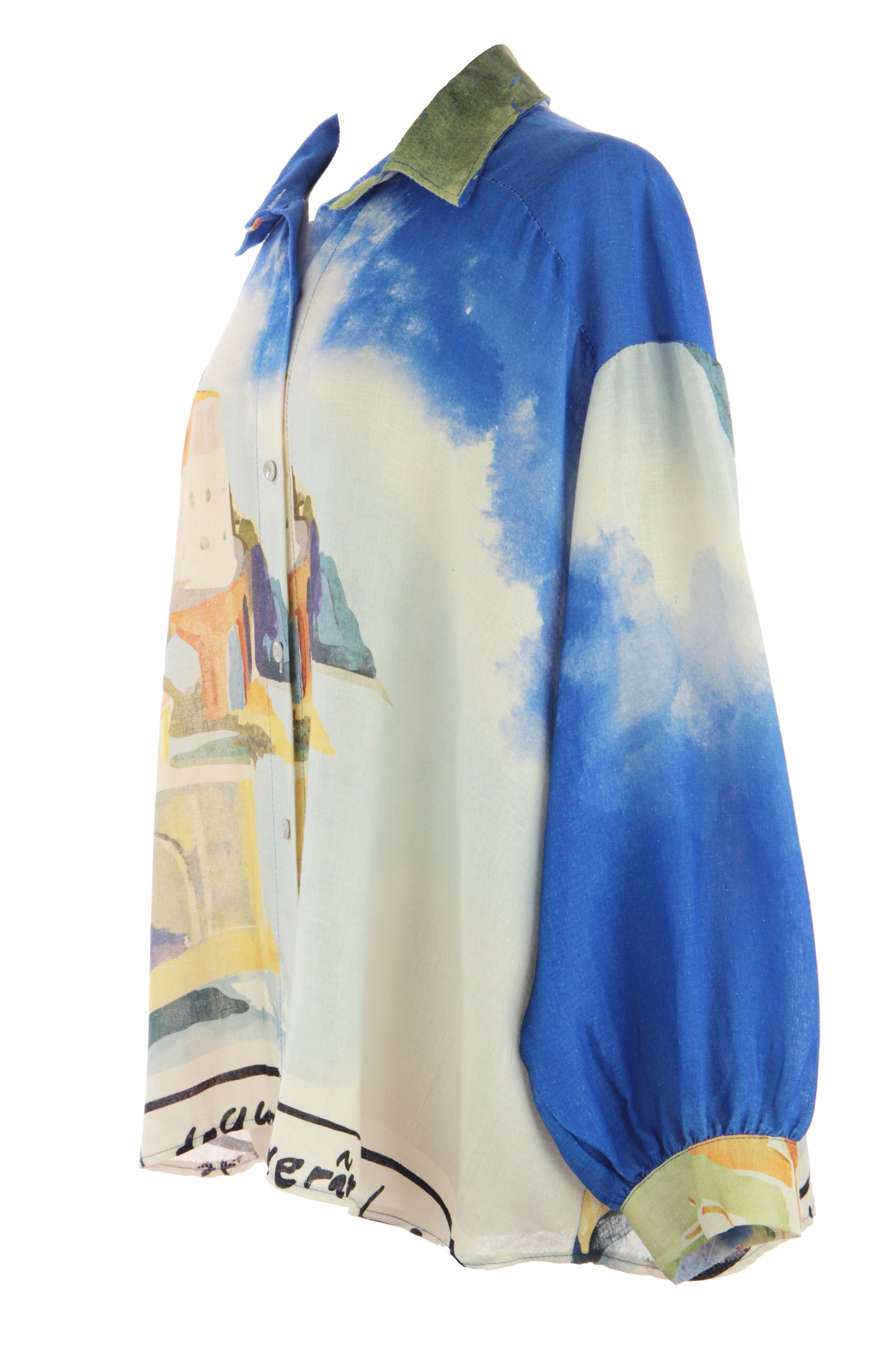 Watercolour Print Linen Shirt