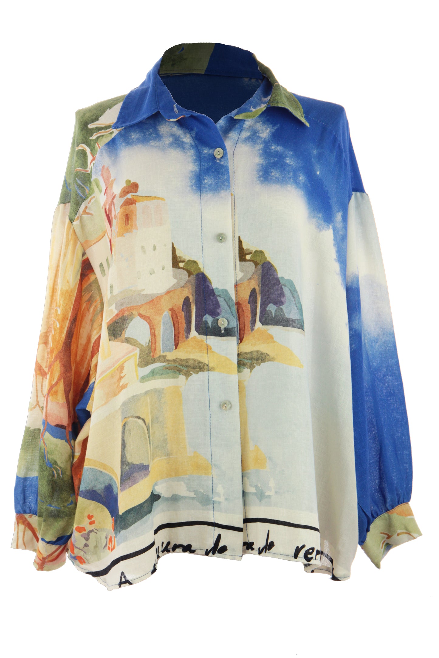 Watercolour Print Linen Shirt