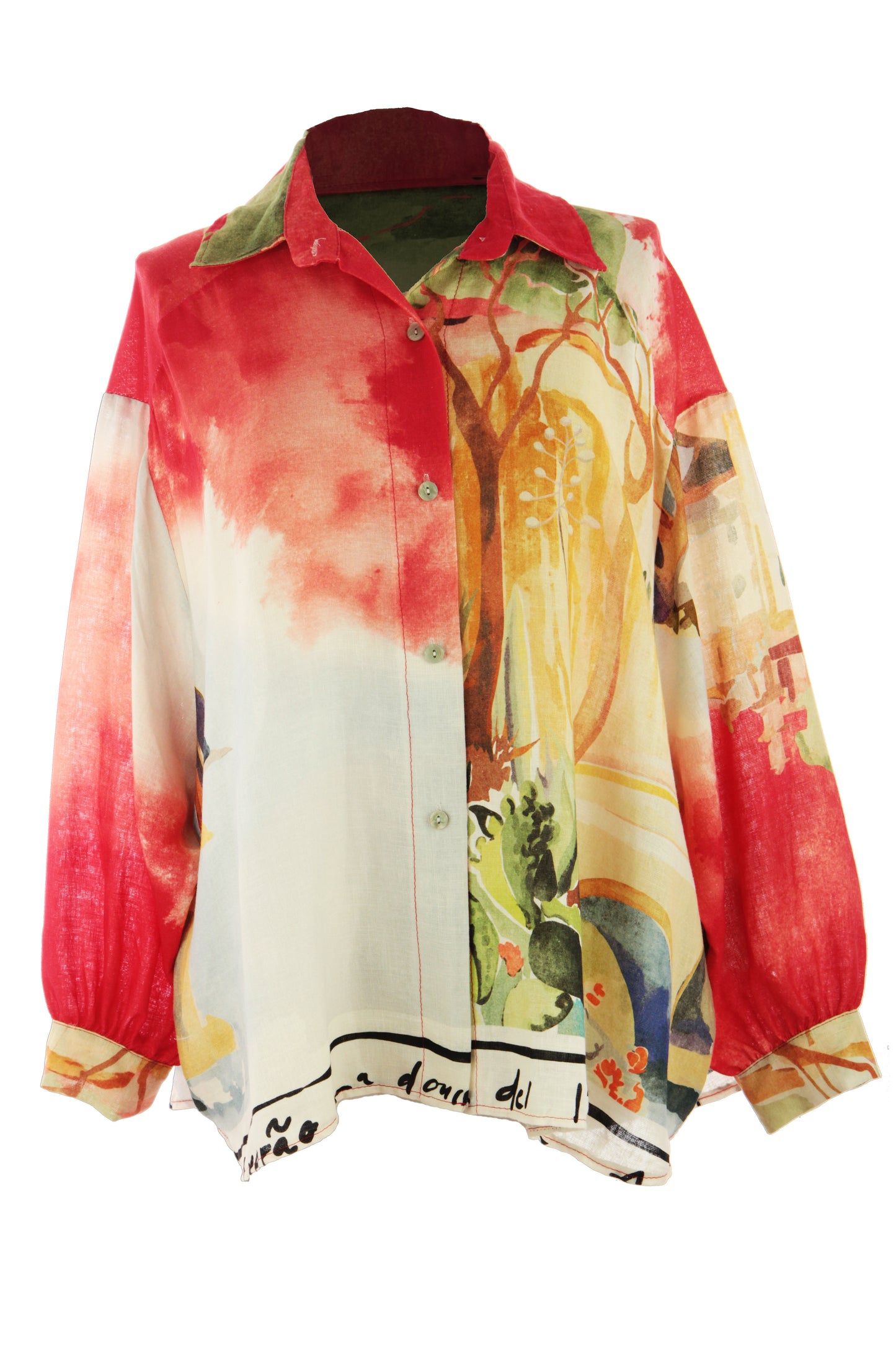Watercolour Print Linen Shirt