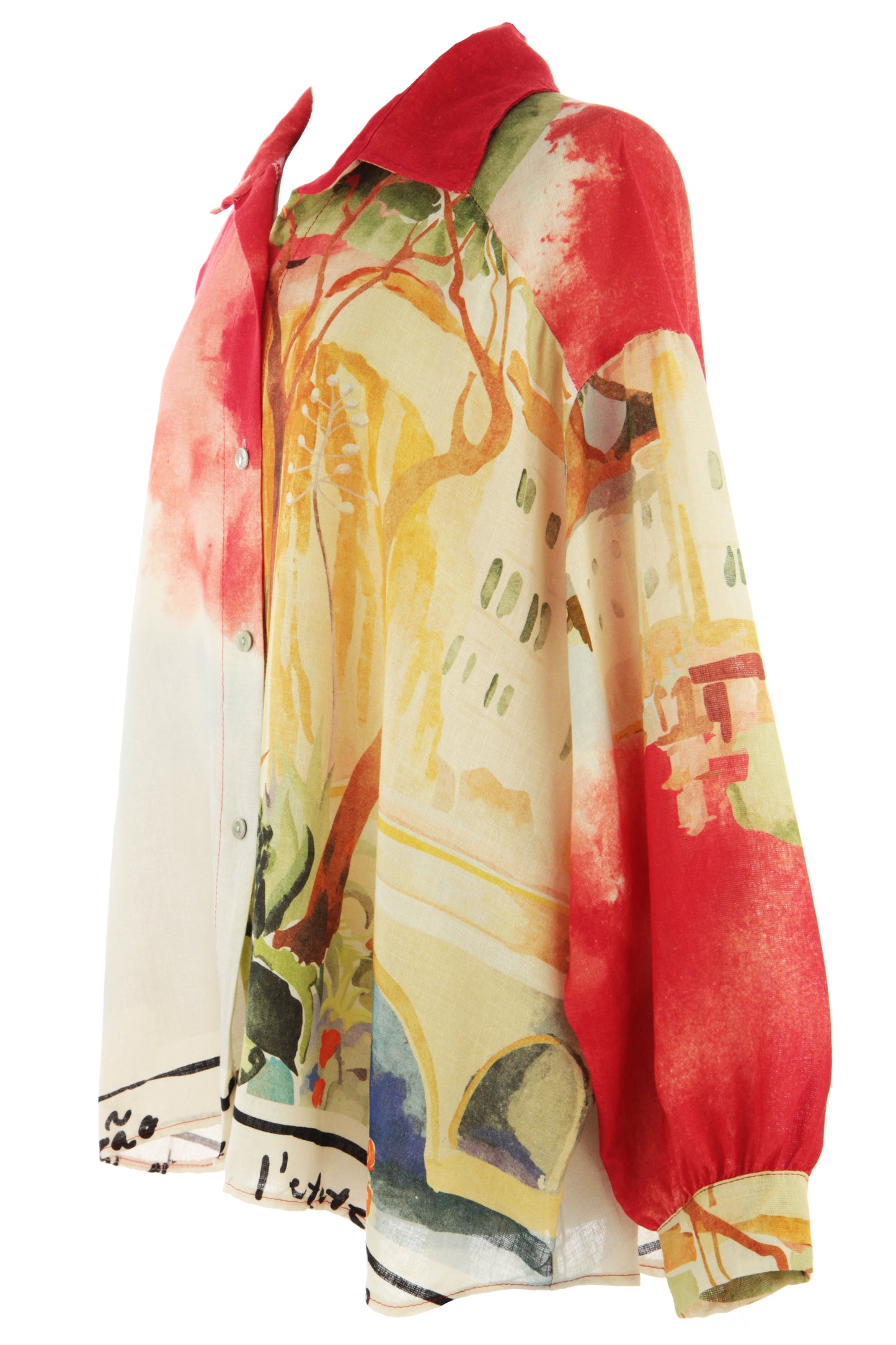 Watercolour Print Linen Shirt