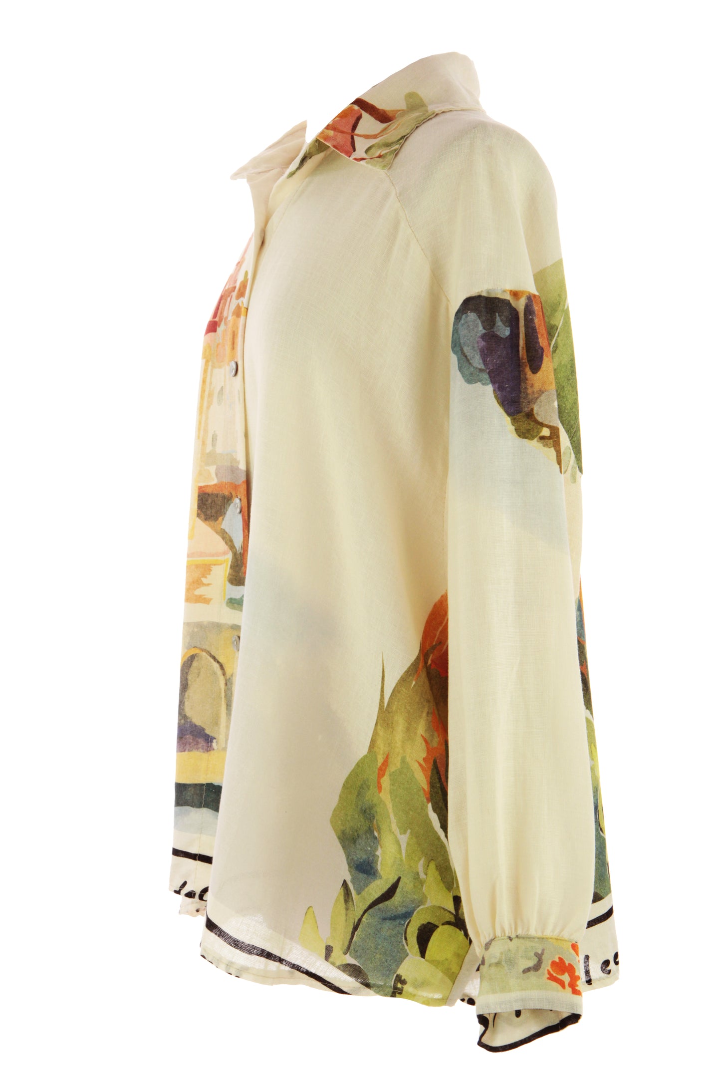 Watercolour Print Linen Shirt