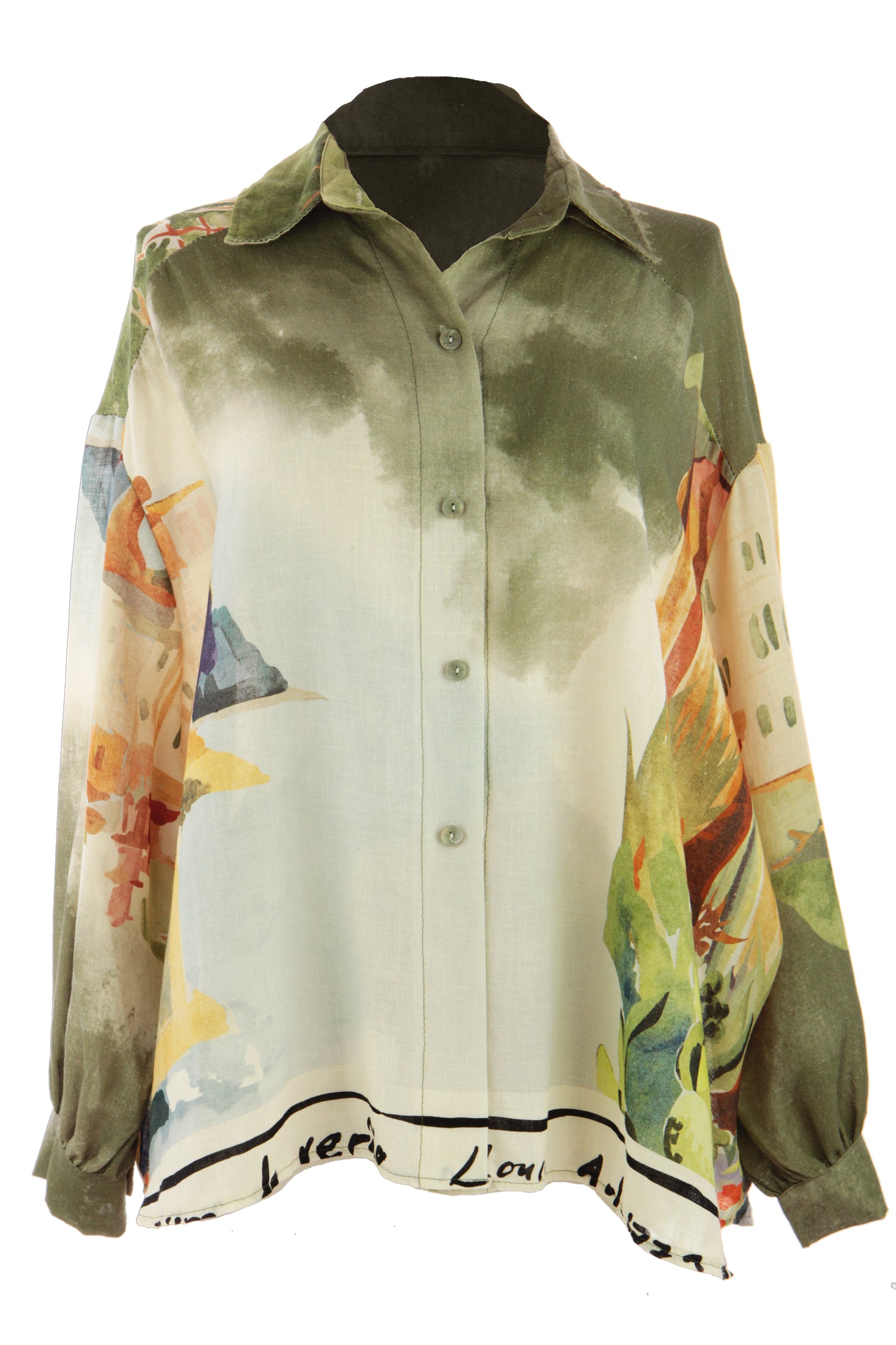 Watercolour Print Linen Shirt