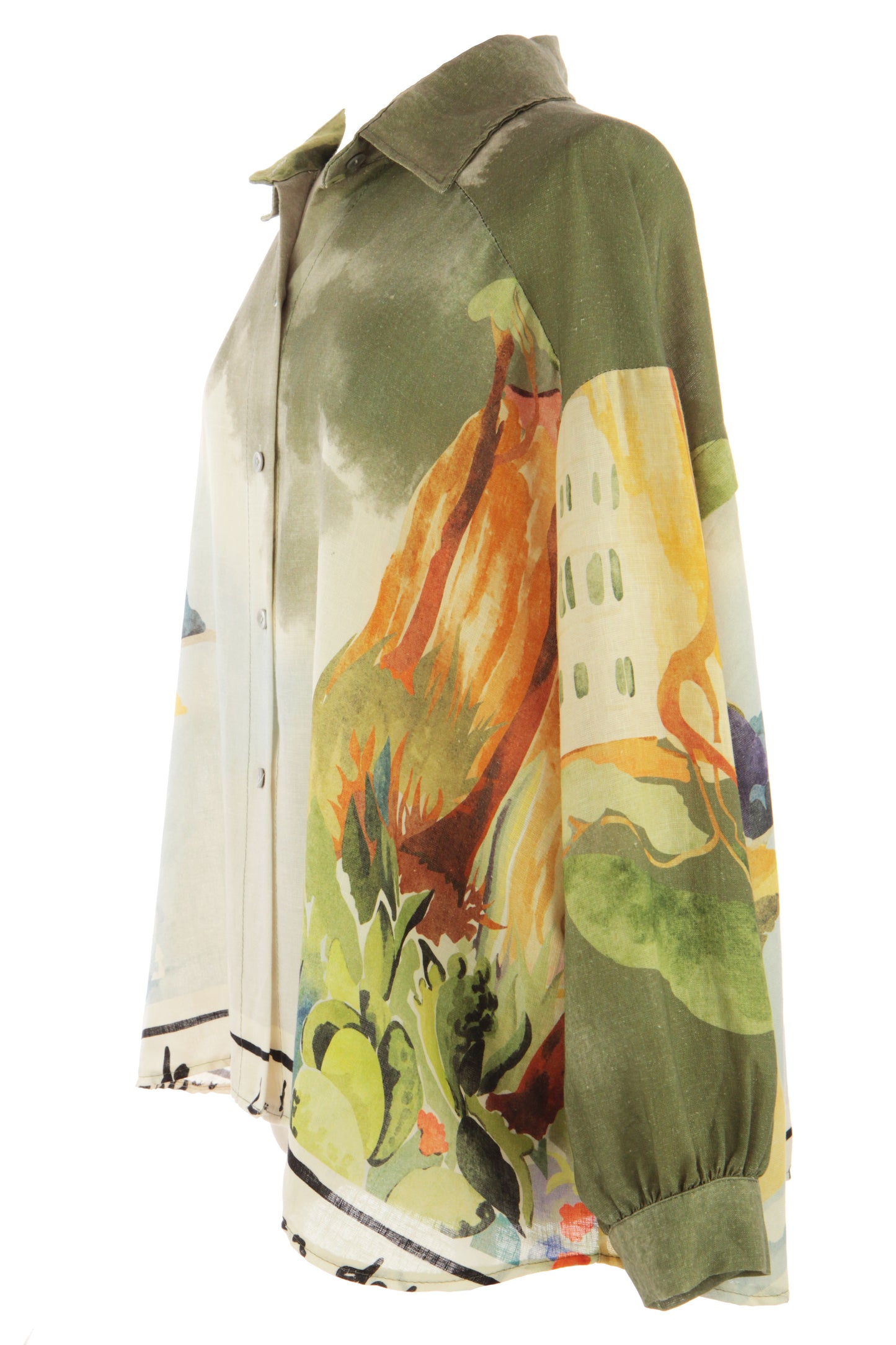 Watercolour Print Linen Shirt