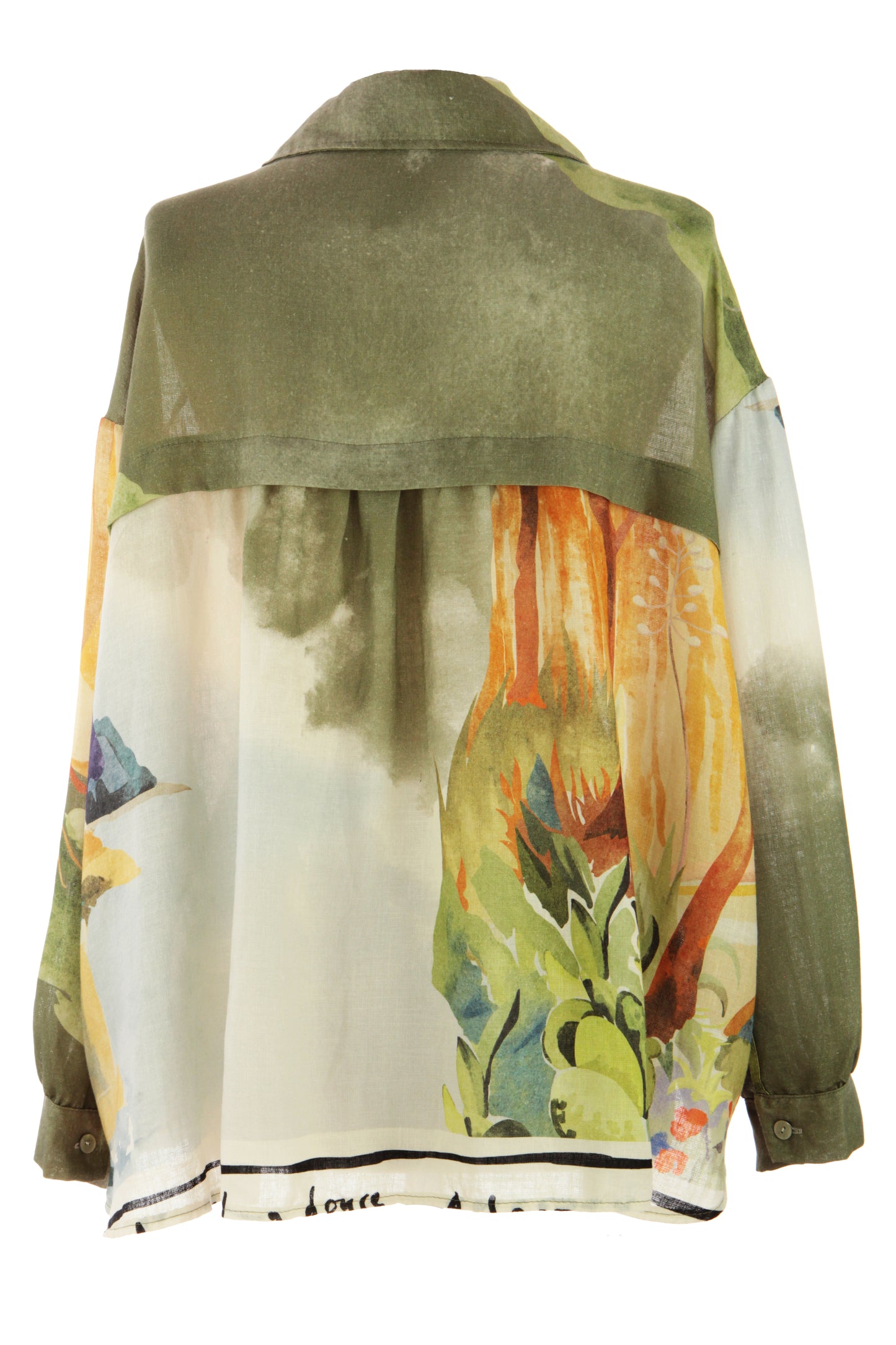 Watercolour Print Linen Shirt