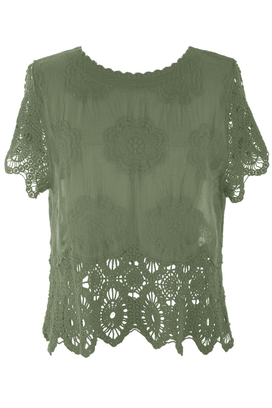 Crochet Trim Cotton Top