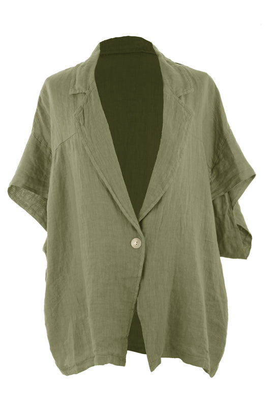 One Button Linen Jacket