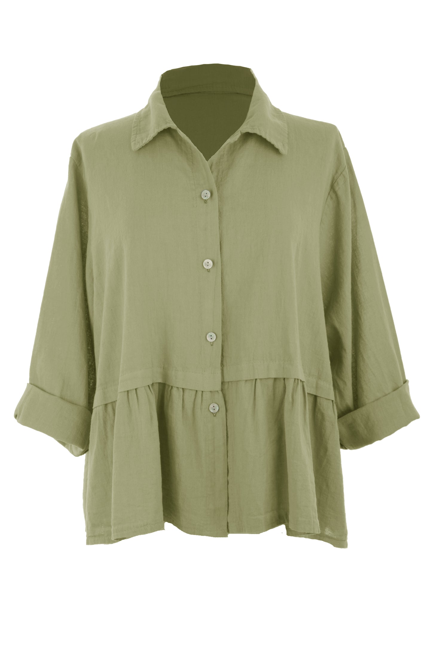Frill Panel Linen Shirt