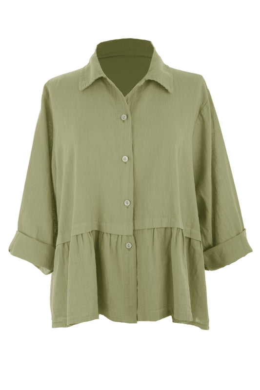 Frill Panel Linen Shirt