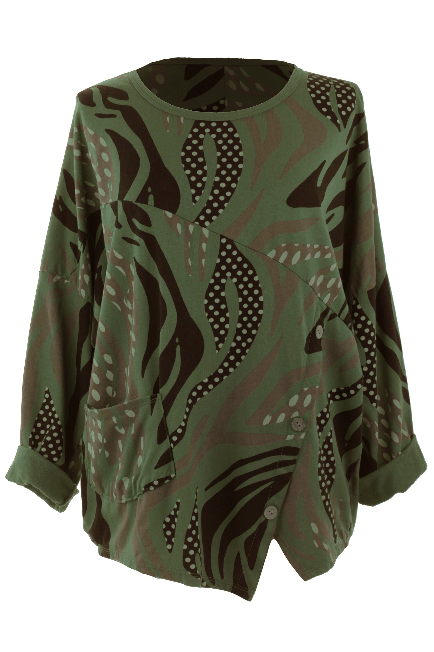 3 Button Printed Top