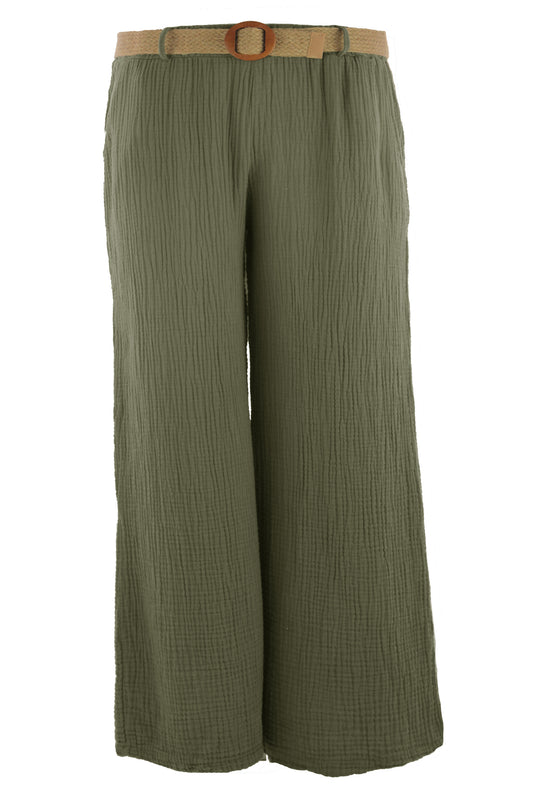 Cheesecloth Belted Trouser