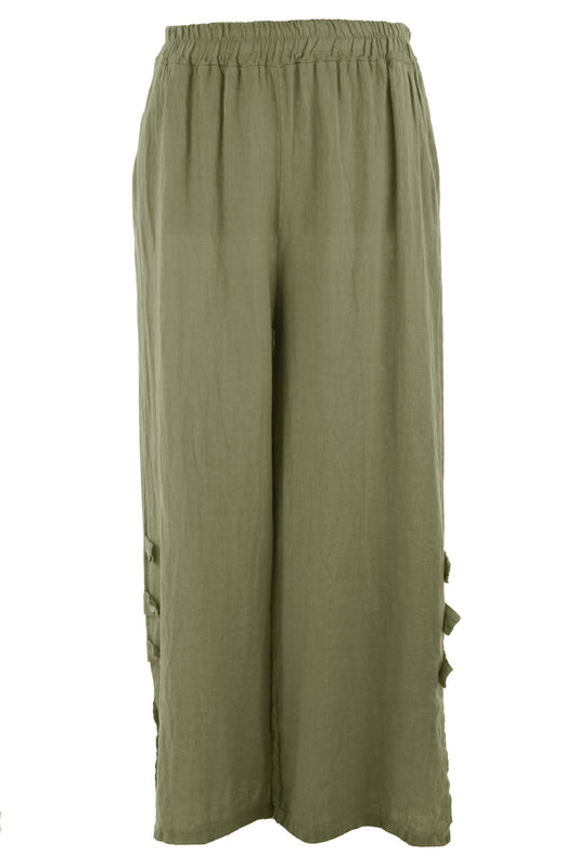 Tab Button Detail Linen Trouser