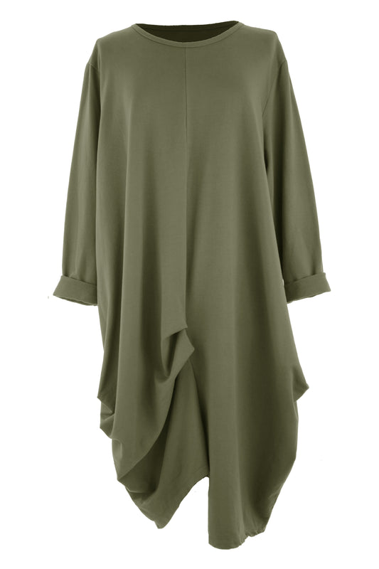 Pleat Rushed Detail Midi Dress