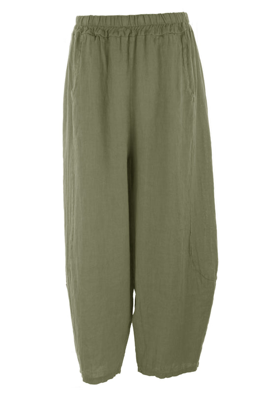 2 Pocket Barrel Leg Linen Trouser