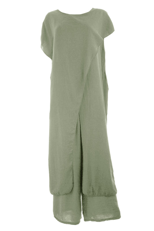 Crossover Tunic Top Wide Leg Trouser Set