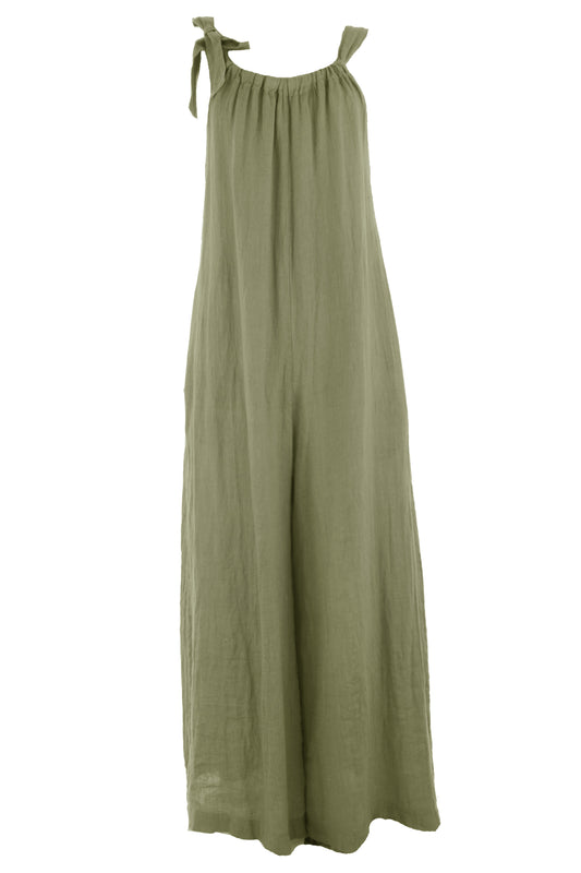 Side Tie Linen Jumpsuit