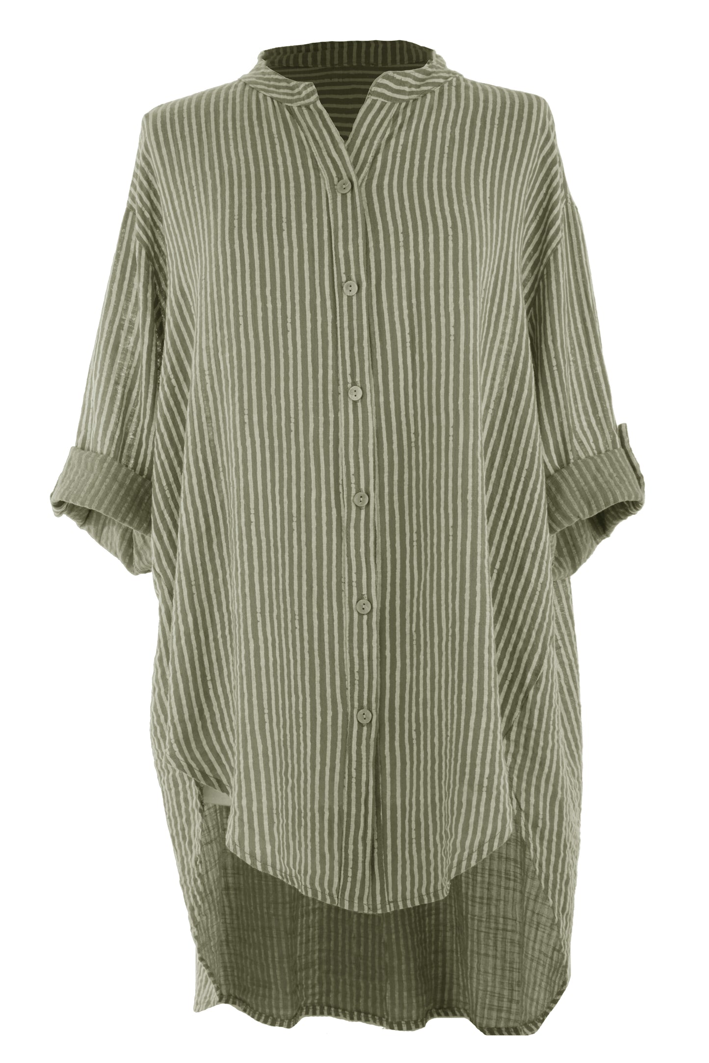 Stripe Hi Low Cotton Shirt