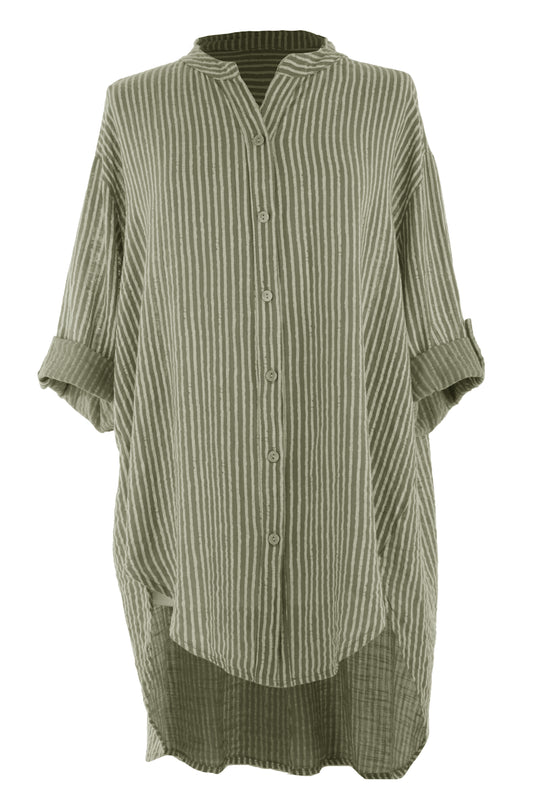 Stripe Hi Low Cotton Shirt