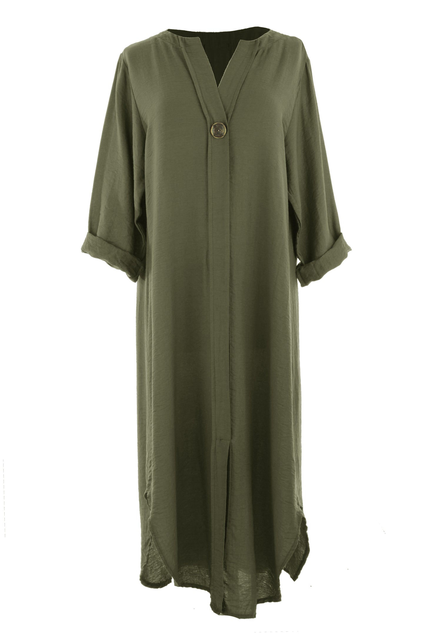 One Button Detail Midi Dress