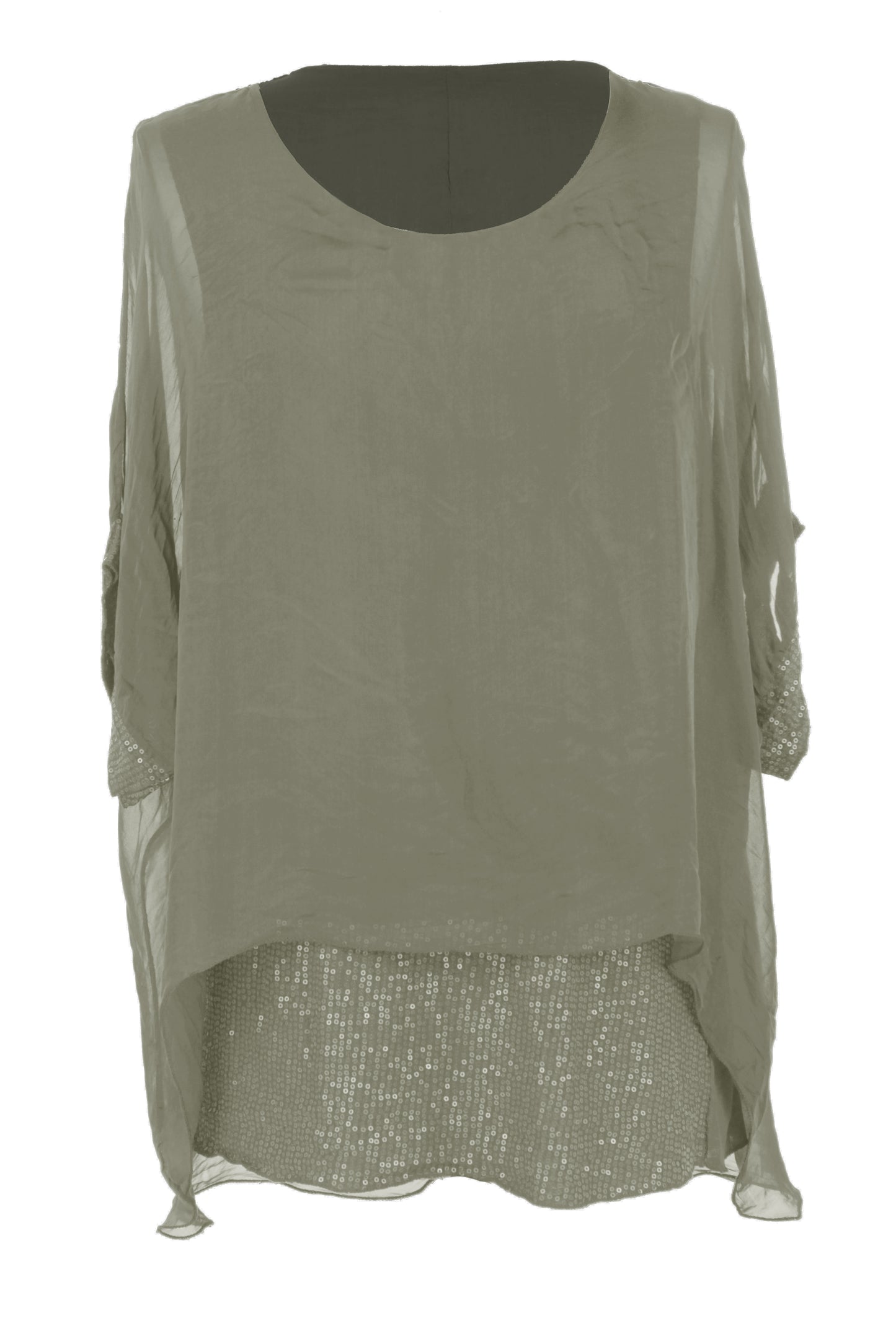 Sequin Hem Silk Top