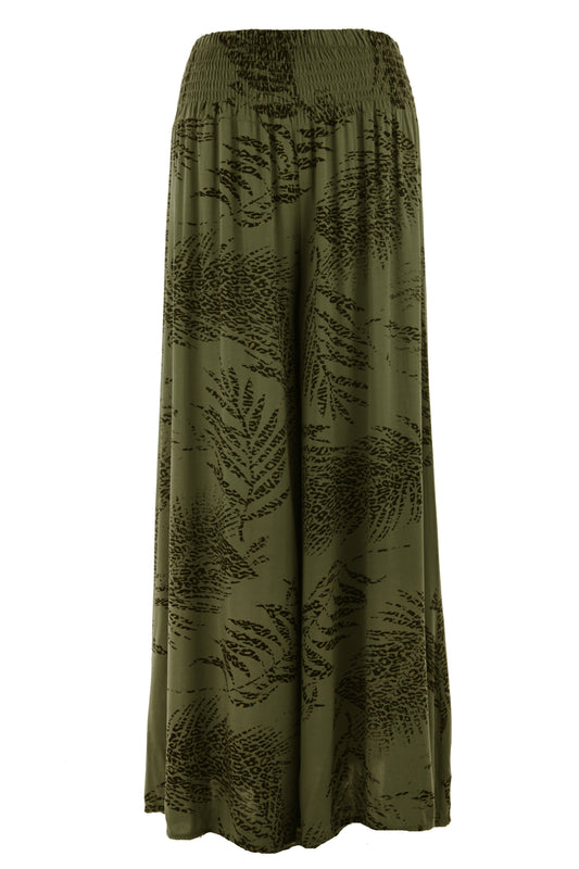 Leaf Leopard Print Palazzo Trouser
