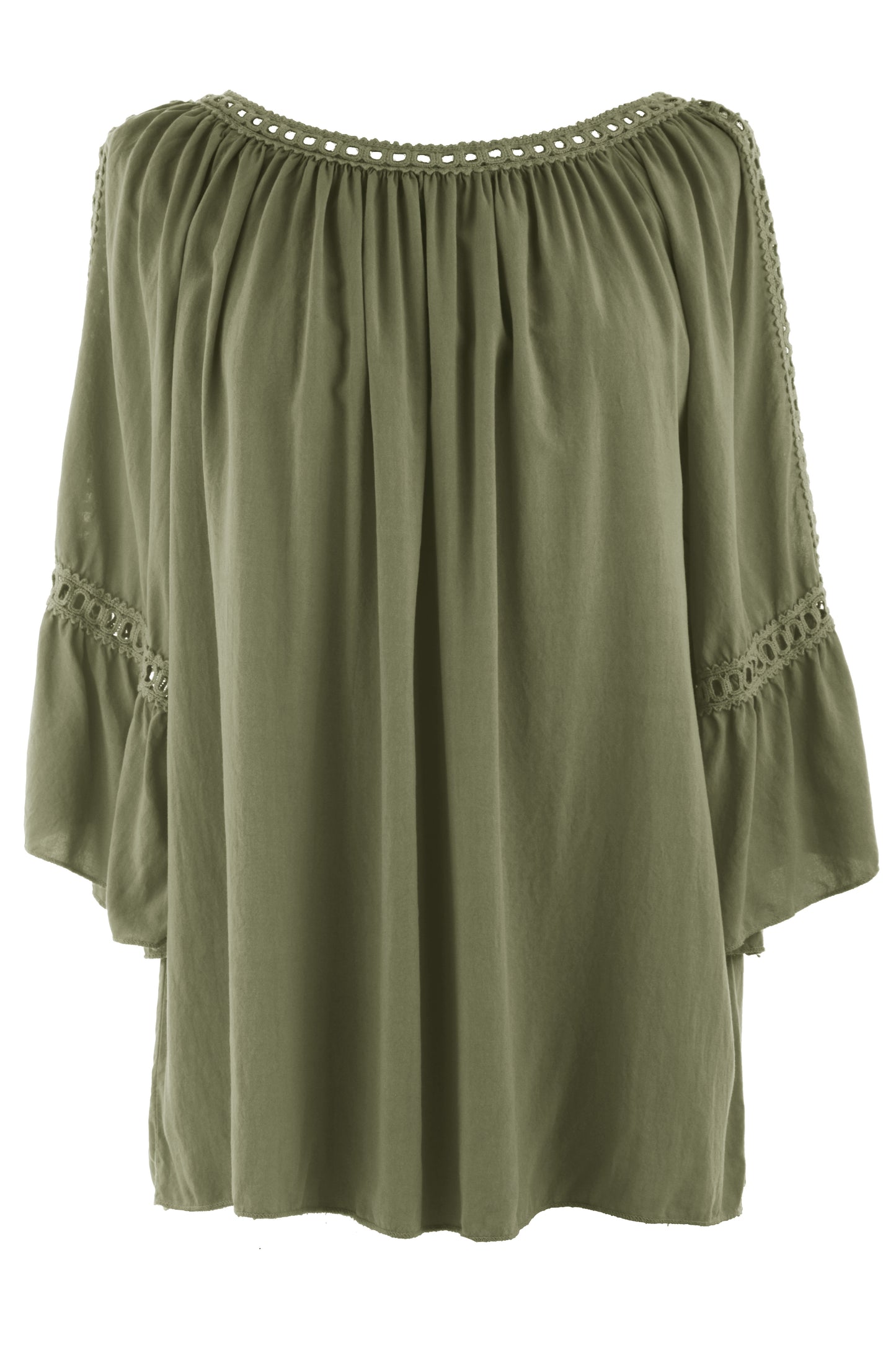 Crochet Trim Cut-out Shoulder Top