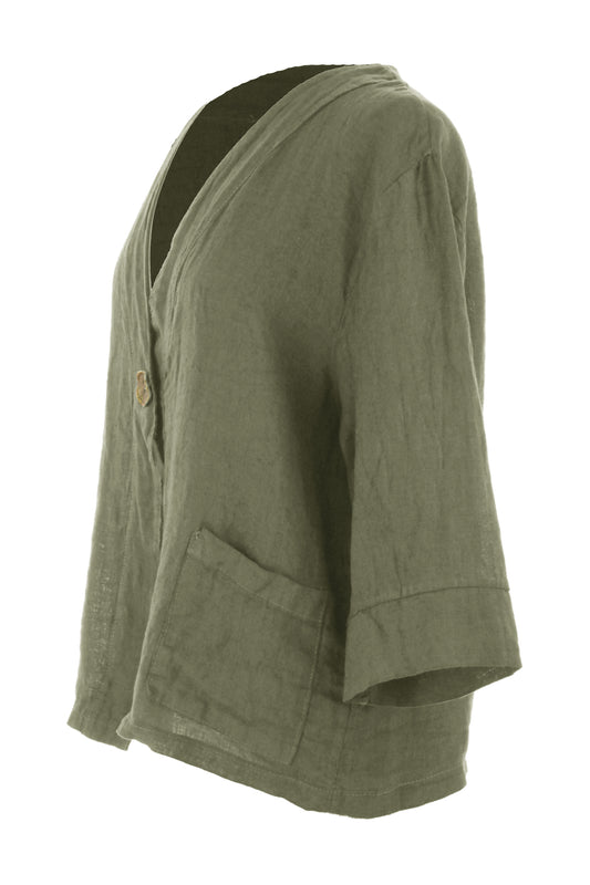 One Button Linen Jacket