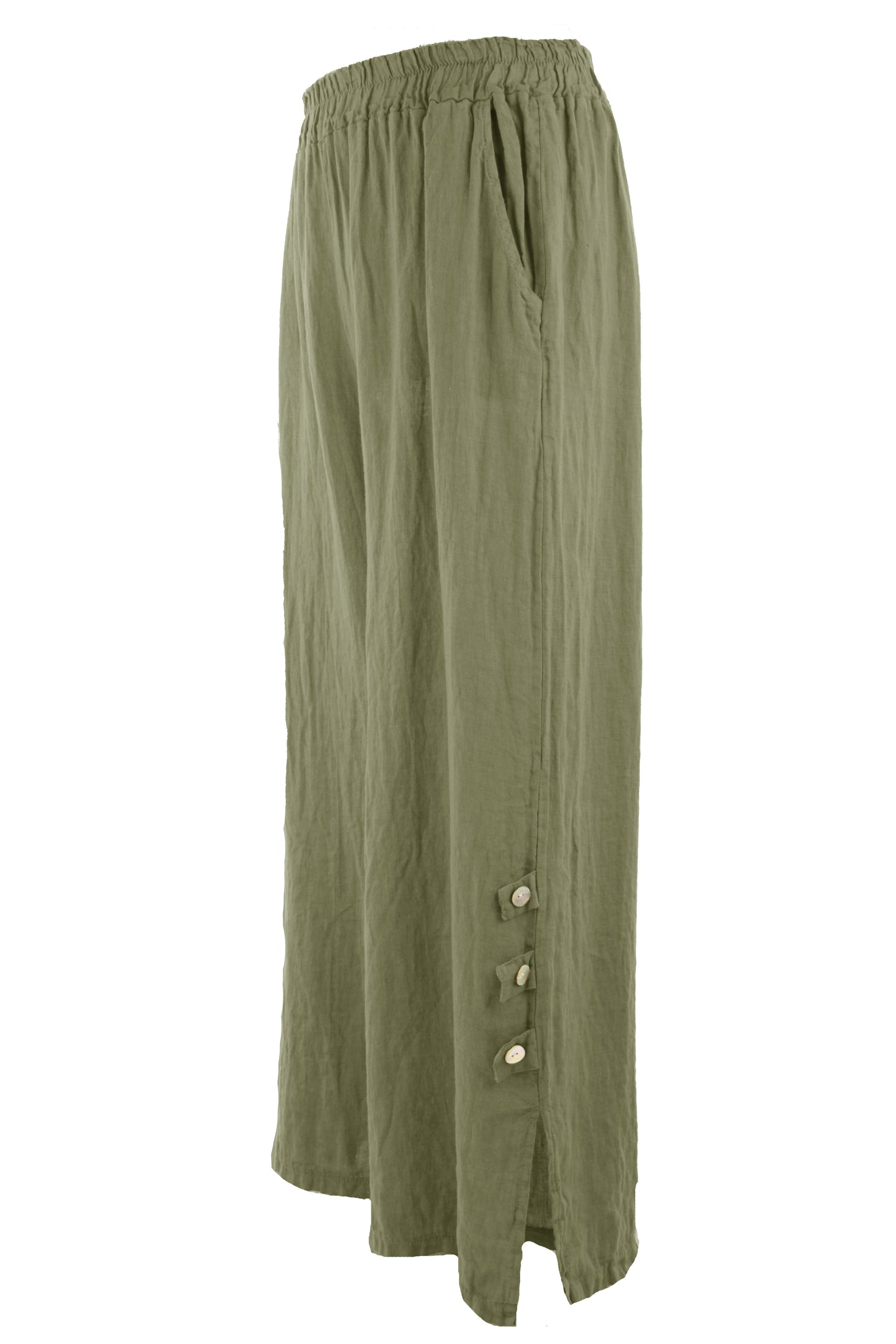 Tab Button Detail Linen Trouser