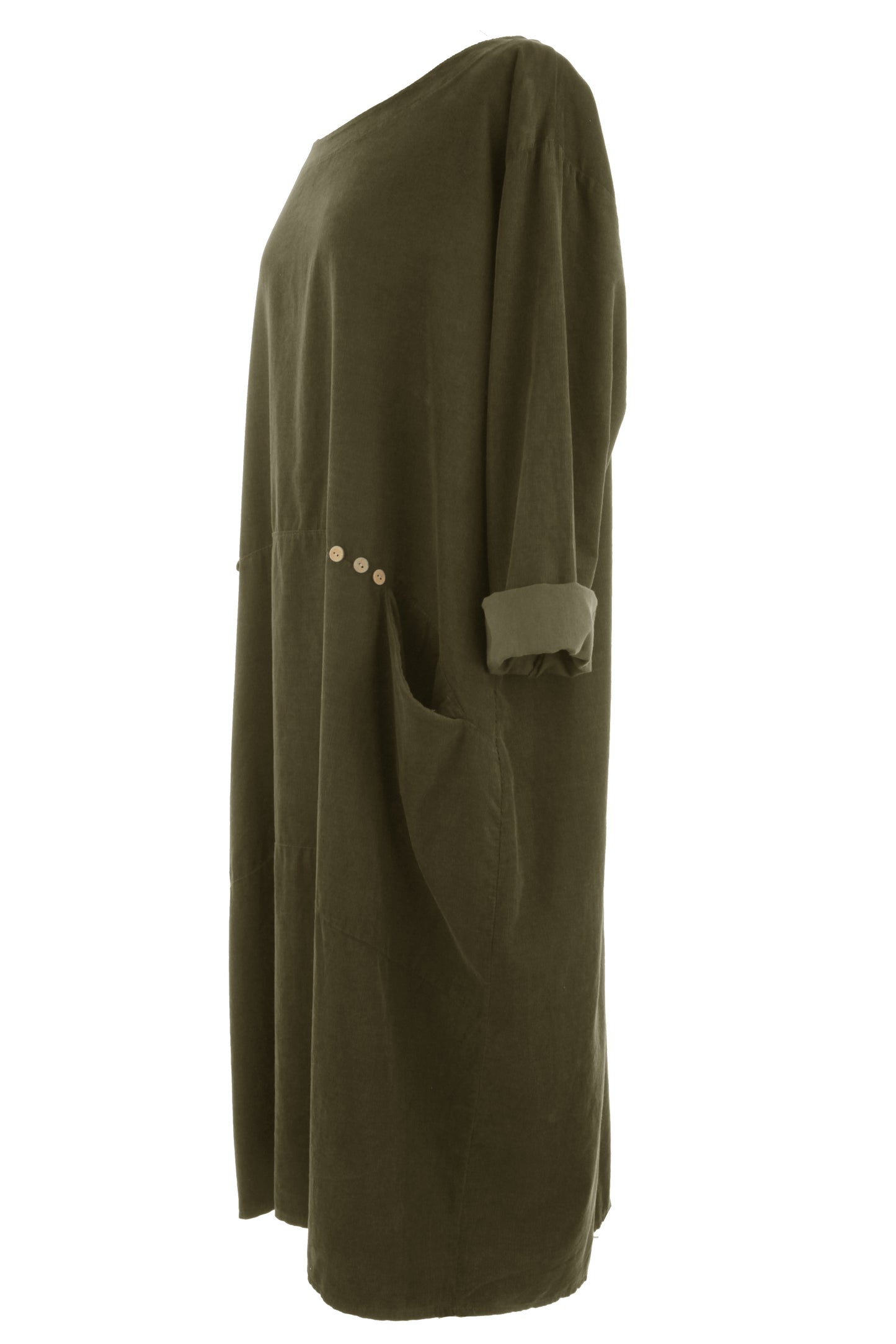 2 Pocket Button Detail Corduroy Midi