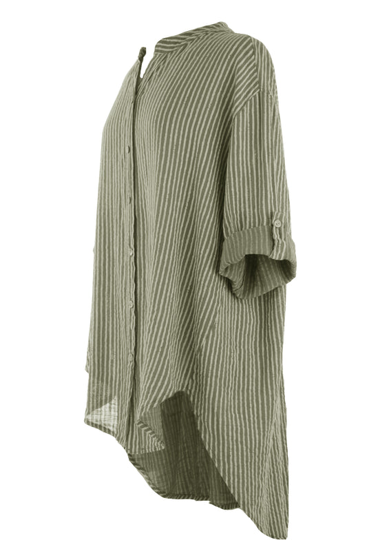 Stripe Hi Low Cotton Shirt