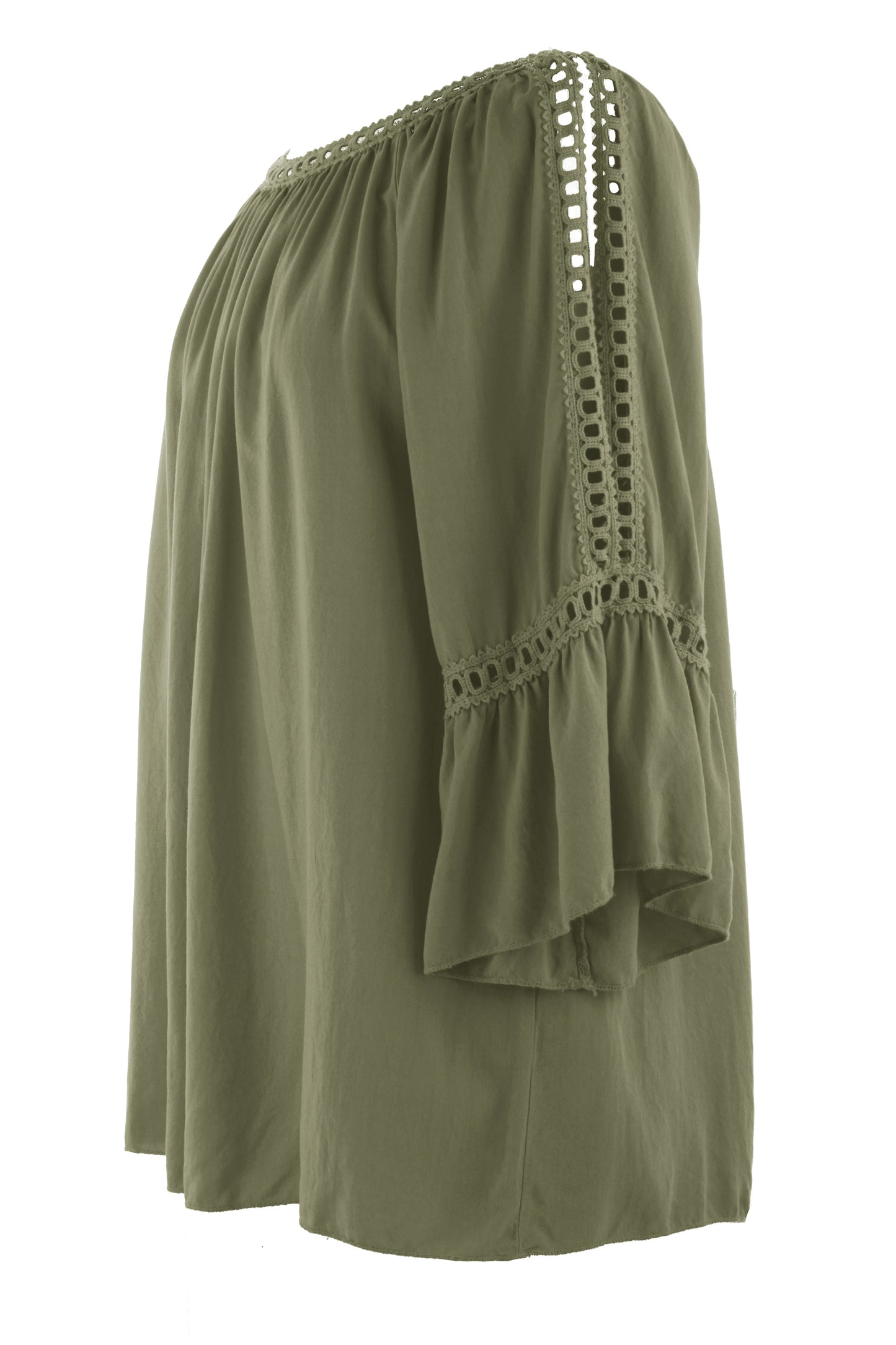 Crochet Trim Cut-out Shoulder Top