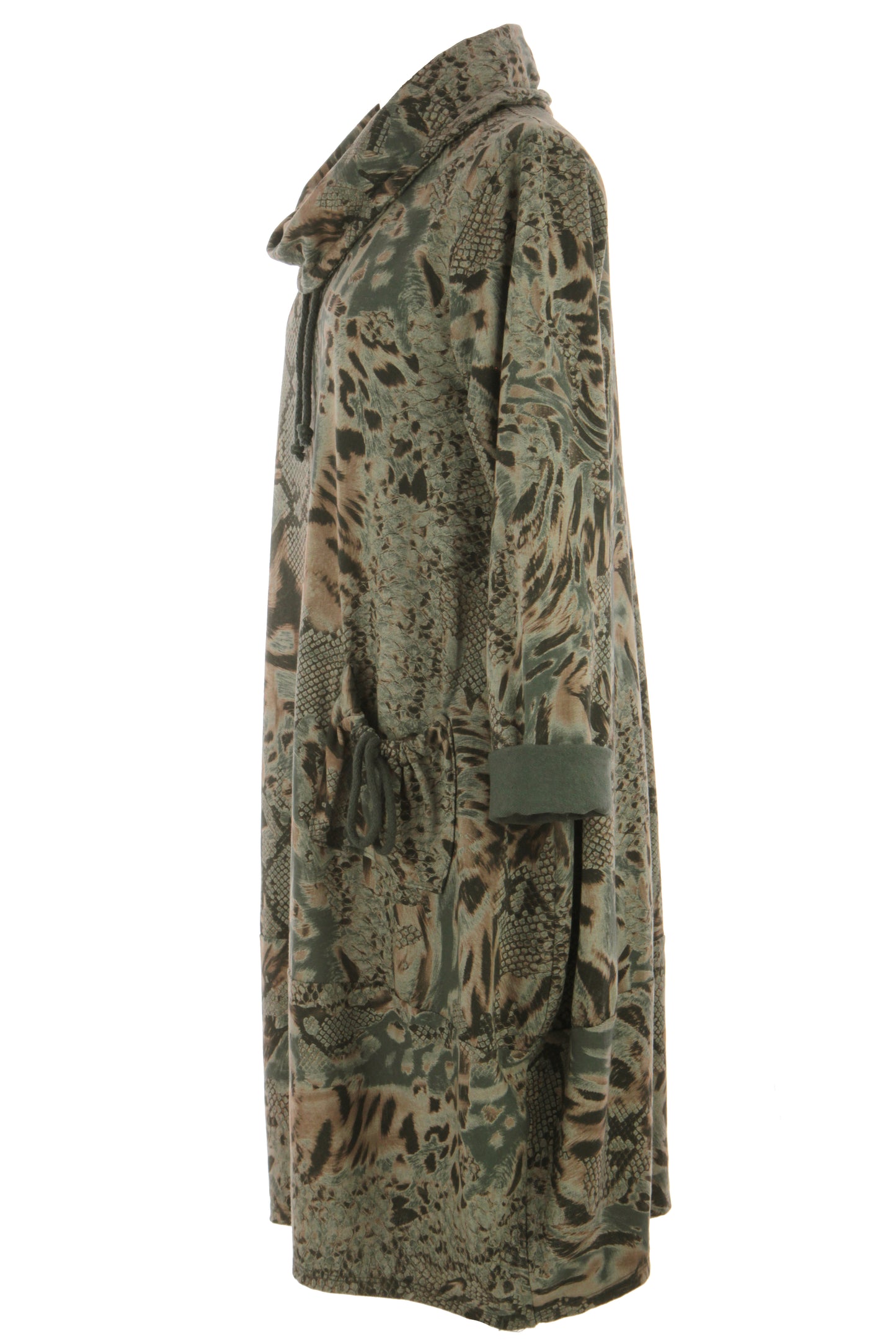 Abstract Leopard Print Cowl Neck Dress