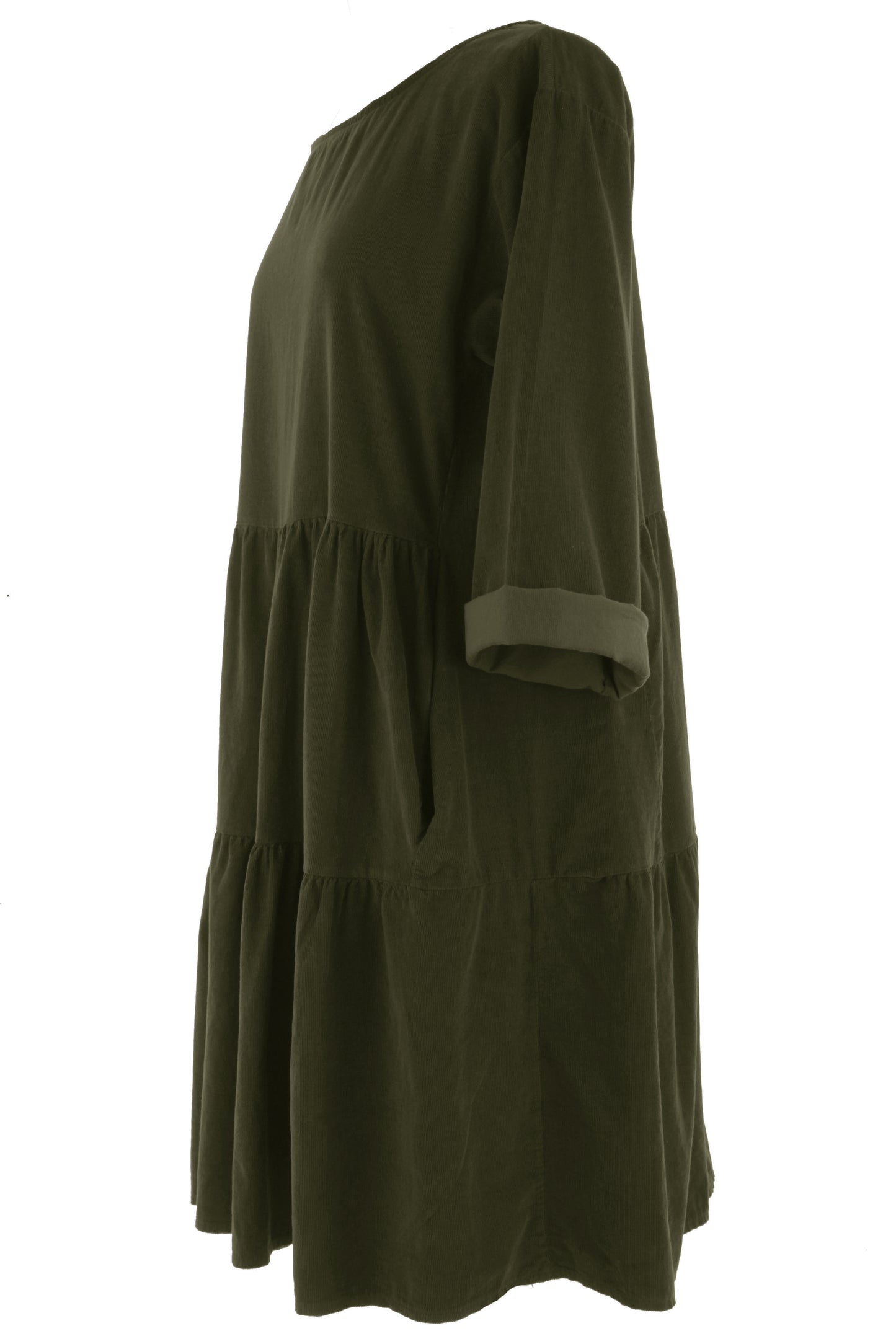 Tiered Swing Corduroy Dress