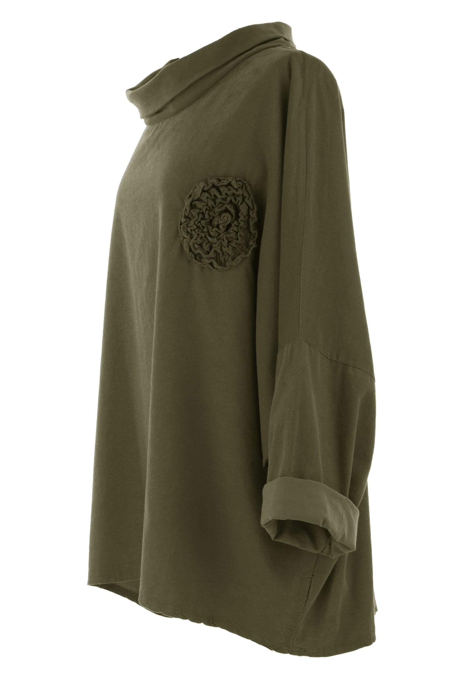Flower Applique Corduroy Top