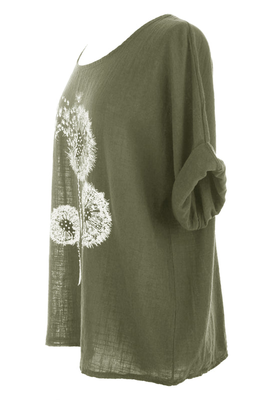 Dandelion Floral Print Cotton Top