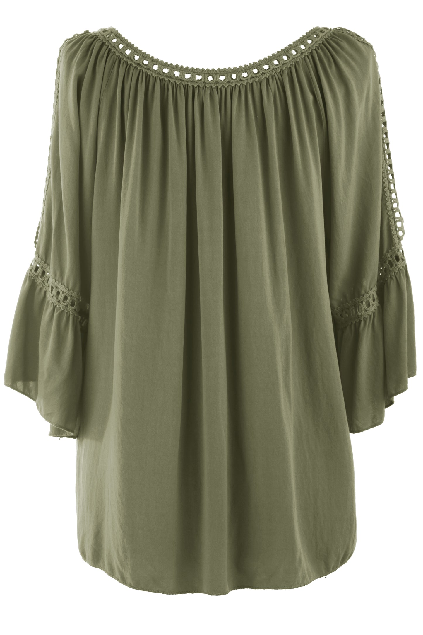 Crochet Trim Cut-out Shoulder Top