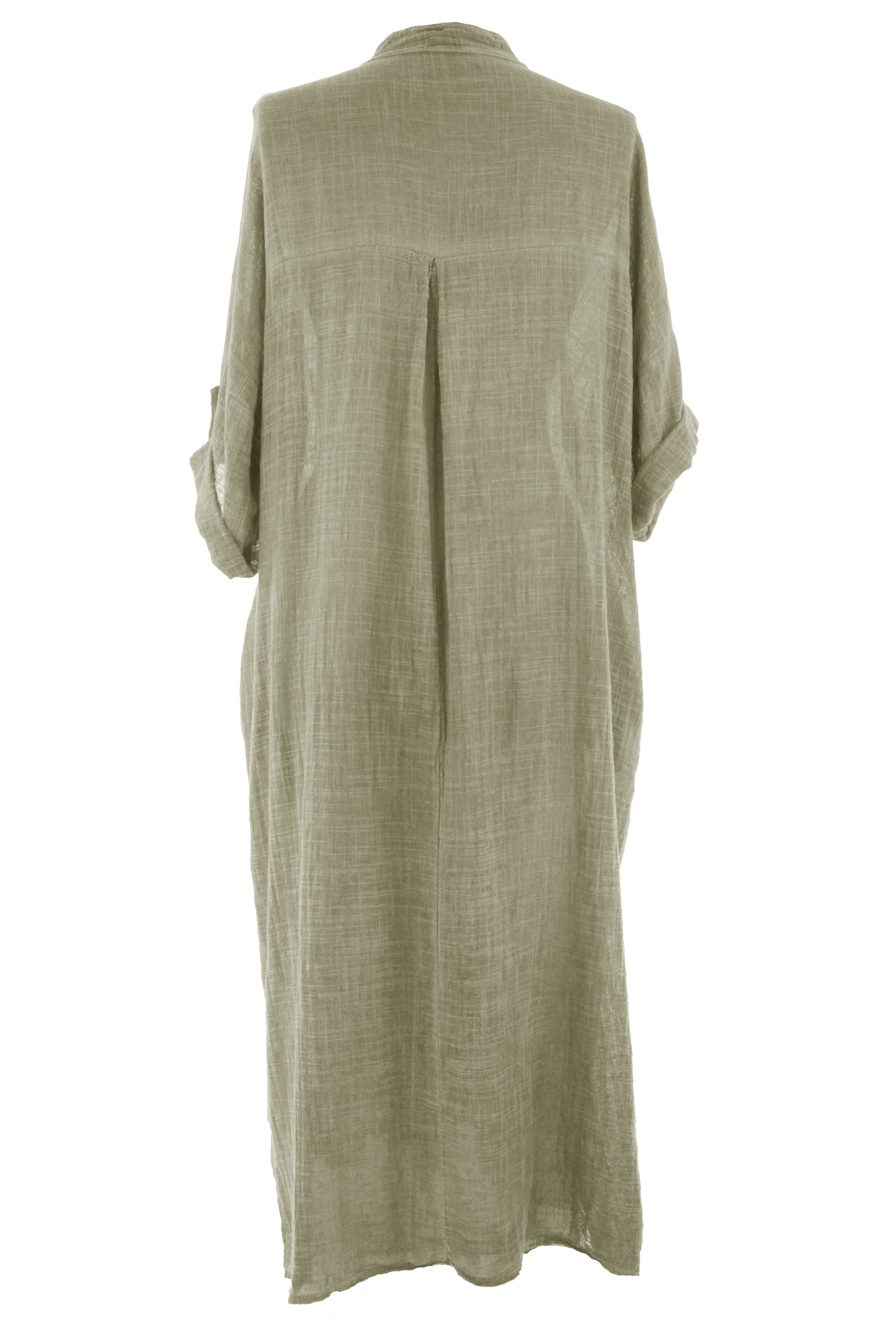 V Neck 2 Pocket Cotton Midi